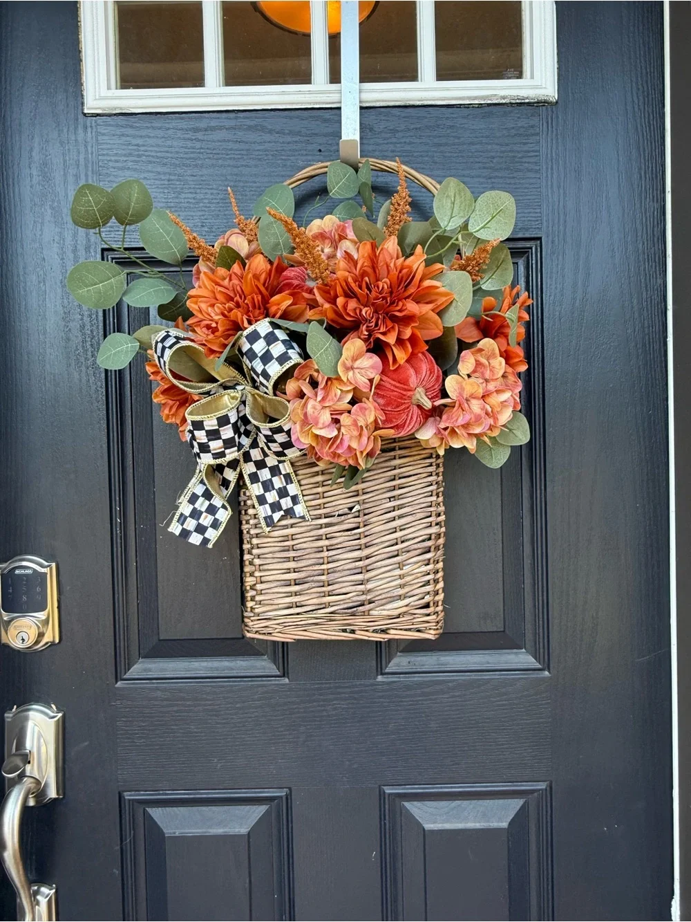 MacKenzie-Childs inspired Orange and Green Fall Floral Door Basket